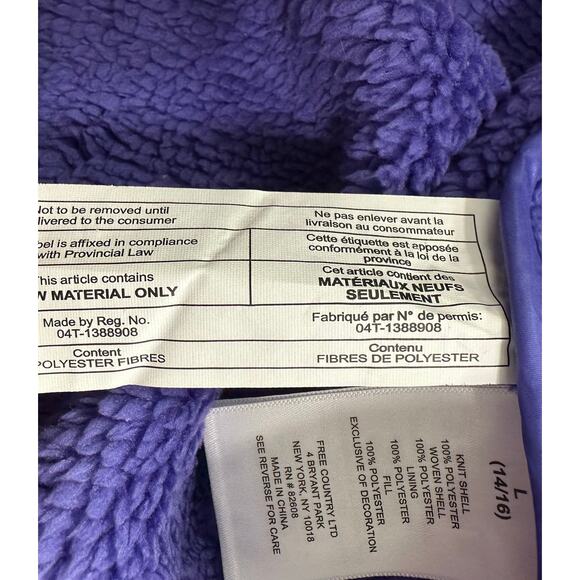 Free Country Hybrid Puffer Fleece Vest Womens Large 14/16 Purple Pockets New - Picture 9 of 10